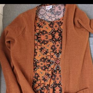 2 piece LuLaRoe matching Sarah cardigan and Julia Dress